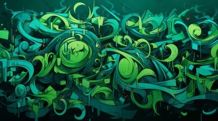 graffiti style on emerald background