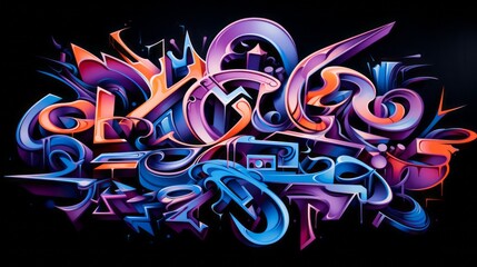 graffiti style on indigo background