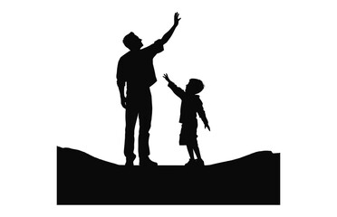 A Father with Son Silhouette vector isolated on a white background