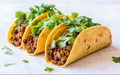 Ground Beef Baked Tacos Illustration Art Generative AI.