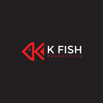 K Letter fish film production logo vector image