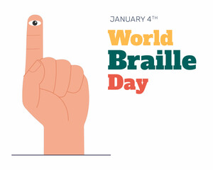 Vector illustration of World Braille Day on 4th of January Poster banner 