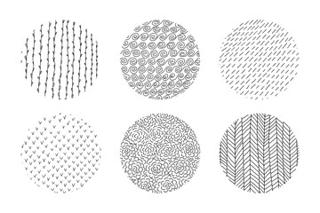 Collection of abstract round ink textures