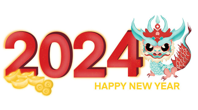 Chinese new year 2024 with dragon and gold