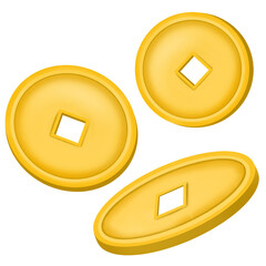 Ancient Chinese gold coins clipart