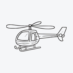 Helicopter coloring page hand drawn for kids vector black and white color