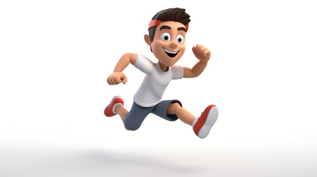 3D Render Man Doing Exercise in Plain Background, Exercise Routine, Fitness, Healthy Lifestyle