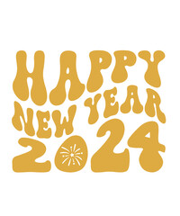 New Year 2024 text design for T-shirts and apparel on plain white transparent isolated background for shirt, hoodie, sweatshirt, card, tag, mug, icon, logo or badge