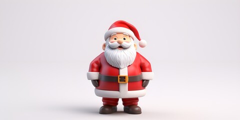3D Render Simple Santa Standing in Plain Background, Santa Claus, Christmas, Festive