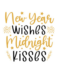 New Year 2024 text design for T-shirts and apparel on plain white transparent isolated background for shirt, hoodie, sweatshirt, card, tag, mug, icon, logo or badge