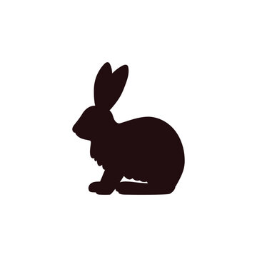 Hare black silhouette, Easter rabbit symbol, cartoon bunny outline logo, vector wild animal of the tundra and taiga