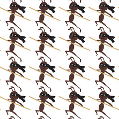 Ninja Ant. Cute character in cartoon style. Seamless pattern.