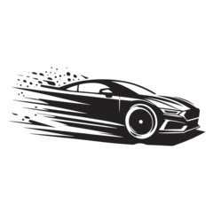 Rolgordijnen Racing car silhouette - Silhouetted Racing Automobile with Sleek Lines and Sharp Edges - Racing car black vector  © Verslood