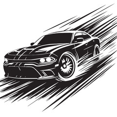 Racing car silhouette - Dynamic and Speedy Race Car Outline Design for Graphic Projects - Racing car black vector 