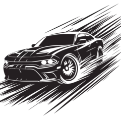 Fotobehang Auto cartoon Racing car silhouette - Dynamic and Speedy Race Car Outline Design for Graphic Projects - Racing car black vector 