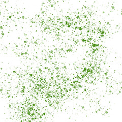 Messy isolated patches of green watercolor paint with speckles on a white background. Drops of paint, small drops. Stylish abstract pattern background.