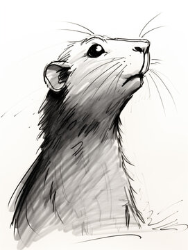 black and white rat looking up clip art preview