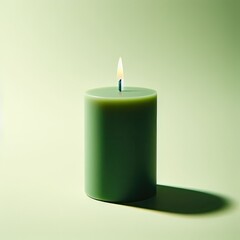 burning green candle on a  simplebackground
