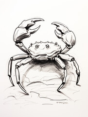 A Pen Sketch Character Study Drawing of a Crab