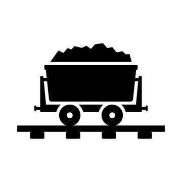 recommend clip art: Trolley on rails icon. Black silhouette. Side view. Vector simple flat graphic illustration. Isolated object on a white background. Isolate.