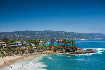 Amazing Landscape View on the West Coast of USA, Pacific Ocean, the City of Laguna Niguel,...