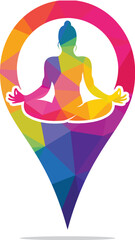 Yoga and pin point vector logo design.