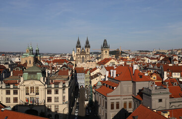 Naklejka na ściany i meble Top view of the city of Prague