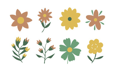 Abstract wildflowers vector clipart. Spring illustration.