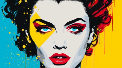 portrait of the girl with makeup, poster pop art
