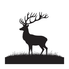 Wild Deer Silhouette - Aesthetic Silhouettes of Deer in Various Poses Wild Deer Black Vector
