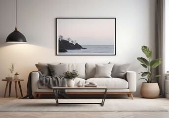 Frame mockup, ISO A paper size. Living room poster mockup. Interior mockup with house white...