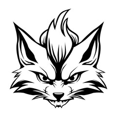 Kitsune japanesee fox drawing head vector illustration