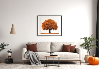 Frame mockup, ISO A paper size. Living room poster mockup. Interior mockup with house white...