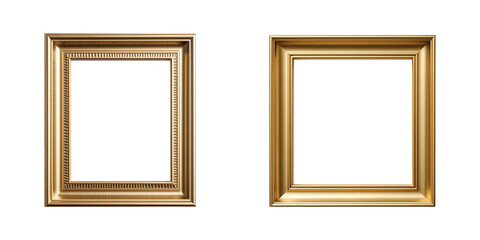 gold picture frame on transparent background Generative AI