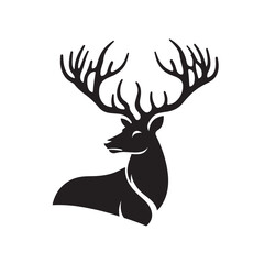 Fototapeta premium Wild Deer Silhouette - Mystical Woodland with Intricate Deer Shadows Wild Deer Black Vector 