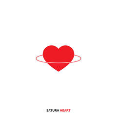 A Heart symbol. Saturn Heart. Saturn Ring with Heart. Vector Heart sign. Love symbol.