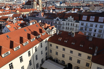 Top view of the city of Prague