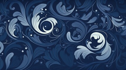 Fototapeta premium abstract floral blue background illustration in swirls and flourishes style with space for your text and graphics
