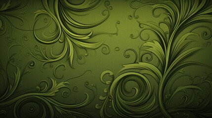 olive floral background in swirls and flourishesstyle art with space for you text and graphics
