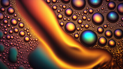 Wallpaper with a macro view of colorful abstract bubbles on a colored background.