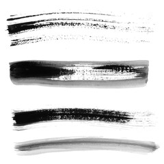 set of watercolor black brush strokes