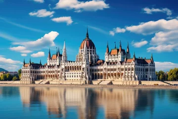  Parliament building in Budapest, Hungary, Europe. Beautiful summer landscape, Beautiful building of Parliament in Budapest, a popular travel destination, AI Generated © Ifti Digital