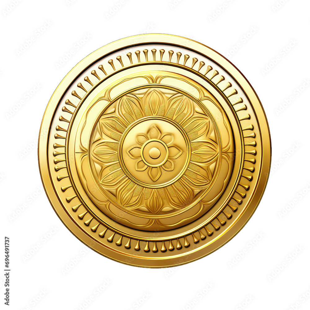 Wall mural Antique gold coin isolated on transparent background