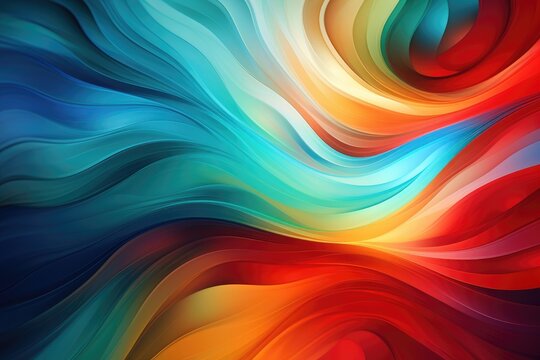abstract background with smooth lines in blue, red and yellow colors, Abstract holiday background, AI Generated