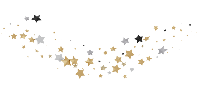 Radiant Showers: Immerse Yourself in a Spellbinding 3D Gold Stars Downpour