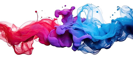 Colorful violet, orange, and blue marble splash ink expulsion create an transparent  background