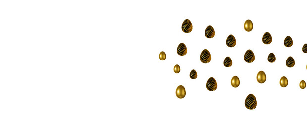 3d rendering of Easter elegant eggs with gold paint