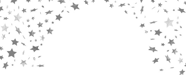 Silver stars falling from the sky. Abstract arc background. Glitter pattern for banner.