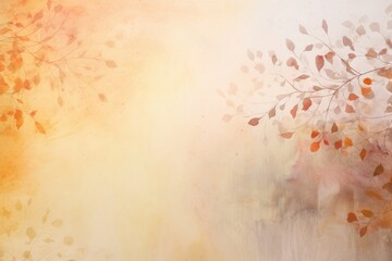 Autumn watercolor background with leaves and space for your text, Autumn abstract background in watercolor with light brown dust, AI Generated - obrazy, fototapety, plakaty