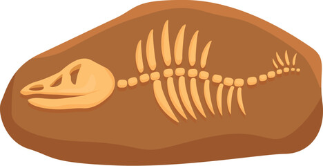 Dinosaur fossil skeleton icon cartoon vector. Land clay. Soil mud layer